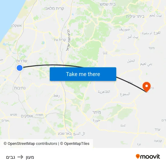 גבים to מעון map
