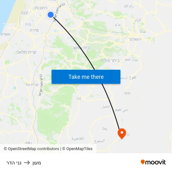 גני הדר to מעון map