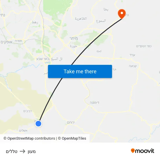 טללים to מעון map