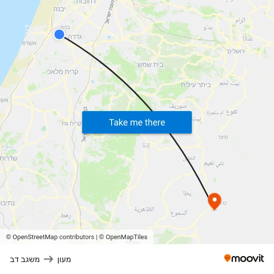 משגב דב to מעון map