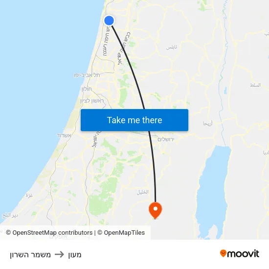 משמר השרון to מעון map