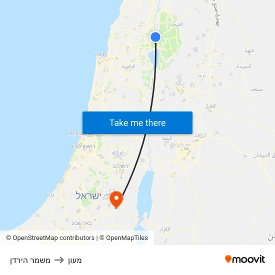 משמר הירדן to מעון map