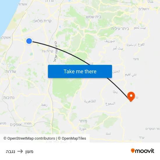 נגבה to מעון map