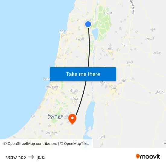 כפר שמאי to מעון map