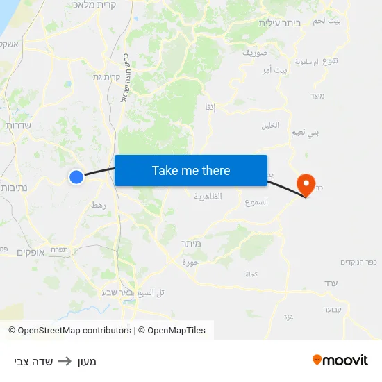 שדה צבי to מעון map