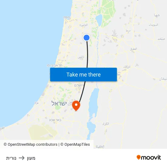 נורית to מעון map