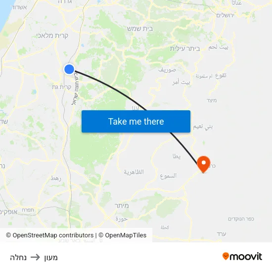נחלה to מעון map