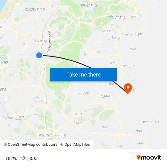שלווה to מעון map