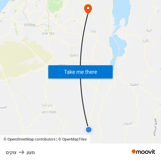 צוקים to מעון map