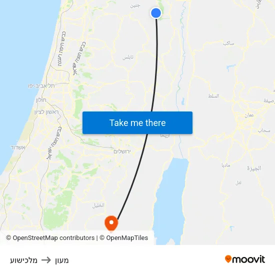 מלכישוע to מעון map