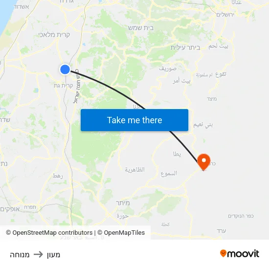 מנוחה to מעון map