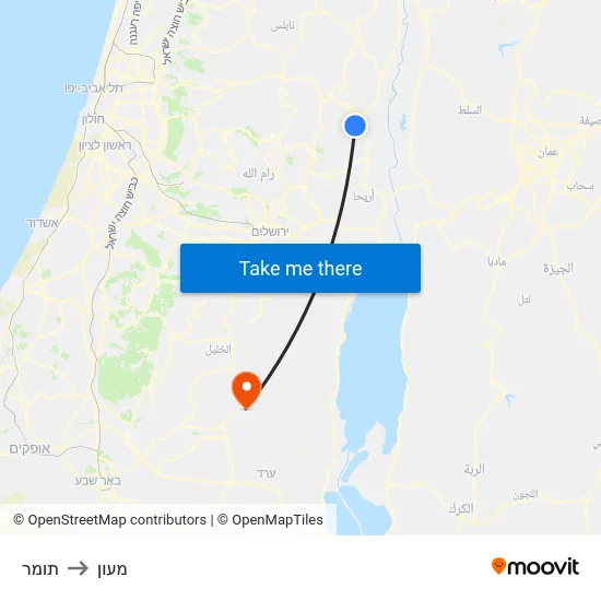 תומר to מעון map
