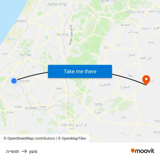 תושייה to מעון map