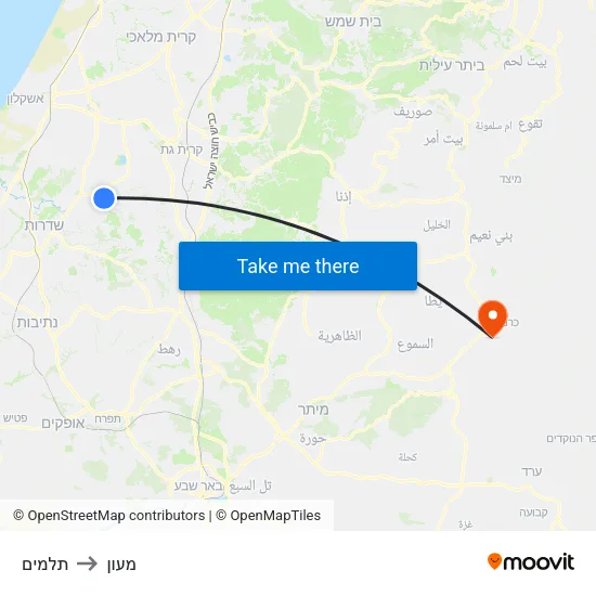 תלמים to מעון map