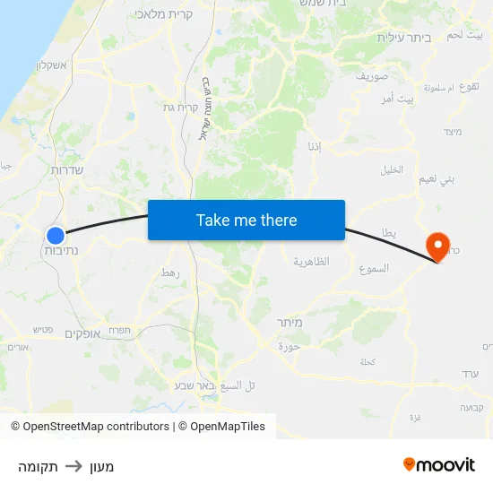 תקומה to מעון map