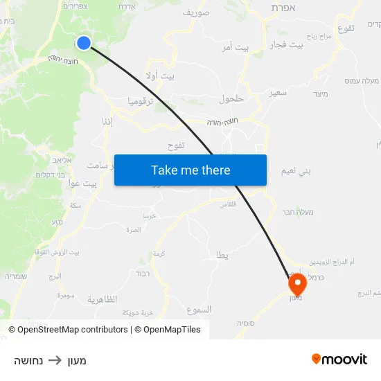 נחושה to מעון map