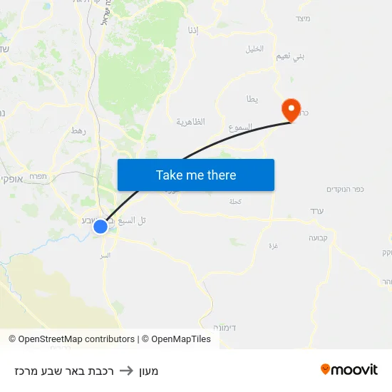 רכבת באר שבע מרכז to מעון map