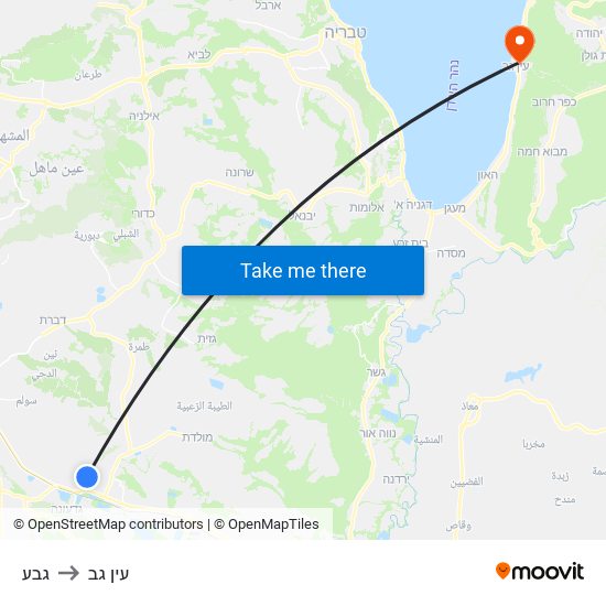 גבע to עין גב map
