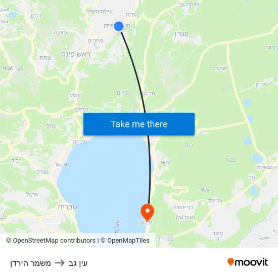 משמר הירדן to עין גב map