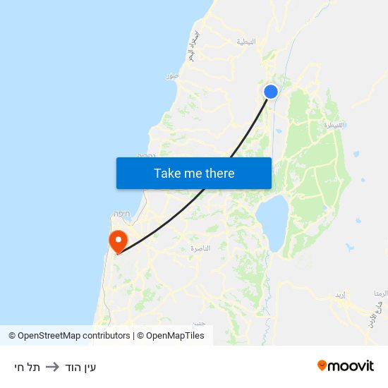 תל חי to עין הוד map