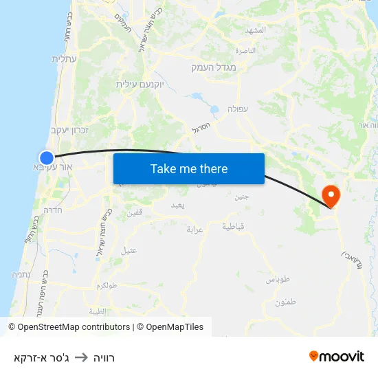 ג'סר א-זרקא to רוויה map