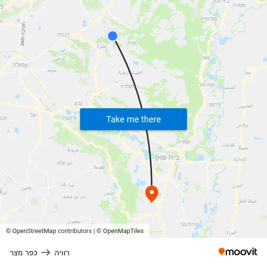 כפר מצר to רוויה map