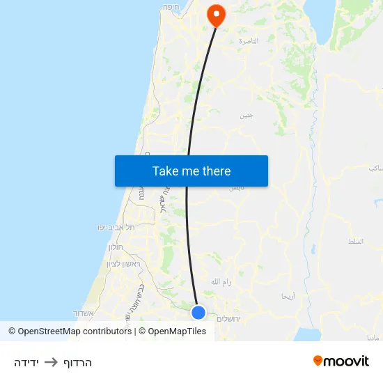 ידידה to הרדוף map