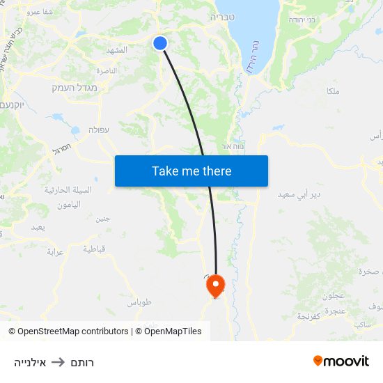 אילנייה to רותם map
