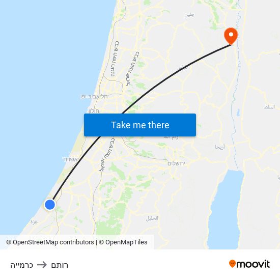 כרמייה to רותם map