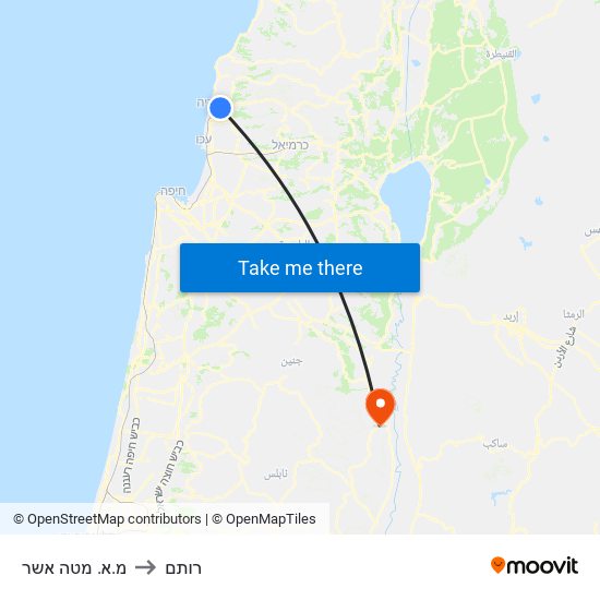 מ.א. מטה אשר to רותם map