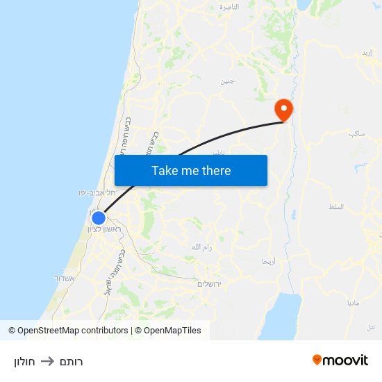 חולון to רותם map