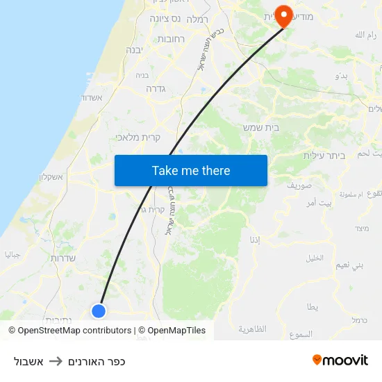 אשבול to כפר האורנים map