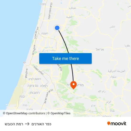 רמת הכובש to כפר האורנים map