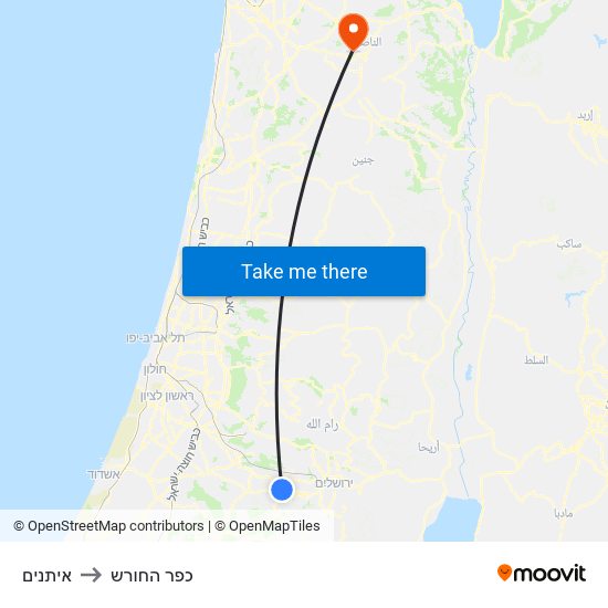 איתנים to כפר החורש map