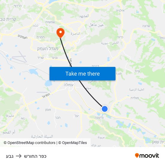 גבע to כפר החורש map