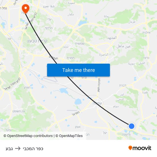 גבע to כפר המכבי map