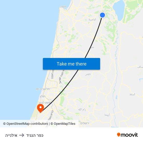 אילנייה to כפר הנגיד map