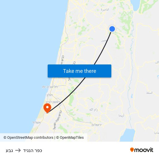 גבע to כפר הנגיד map