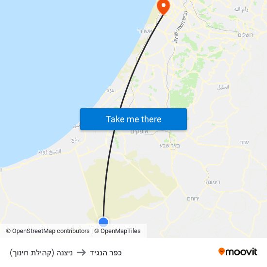 ניצנה (קהילת חינוך) to כפר הנגיד map