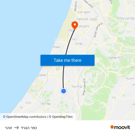 זוהר to כפר הנגיד map