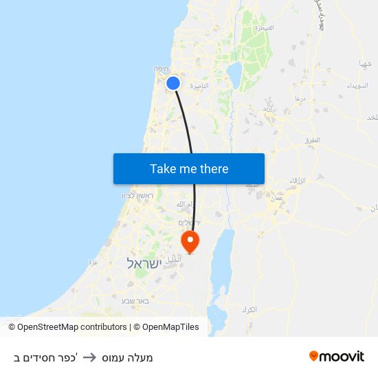 כפר חסידים ב' to מעלה עמוס map