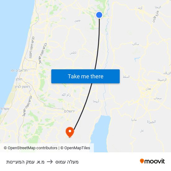 מ.א. עמק המעיינות to מעלה עמוס map