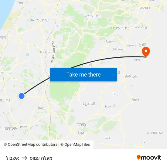 אשבול to מעלה עמוס map
