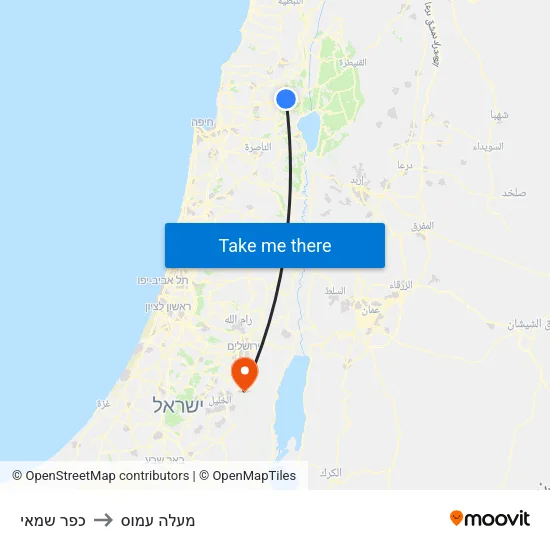 כפר שמאי to מעלה עמוס map