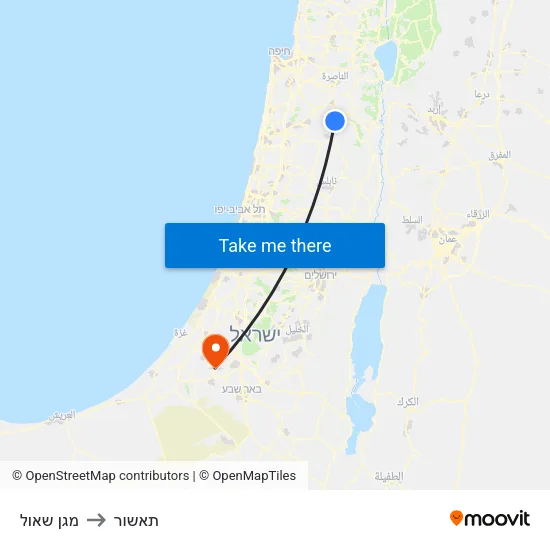 מגן שאול to תאשור map