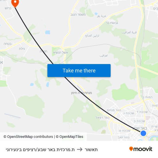 ת.מרכזית באר שבע/רציפים בינעירוני to תאשור map