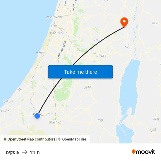 אופקים to תומר map