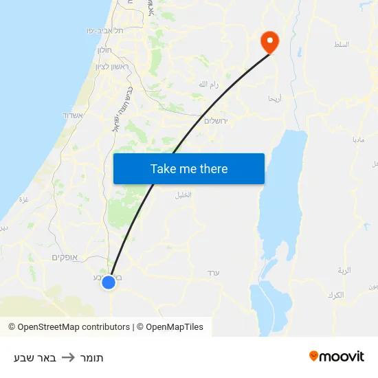 באר שבע to תומר map