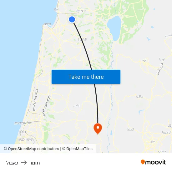 כאבול to תומר map