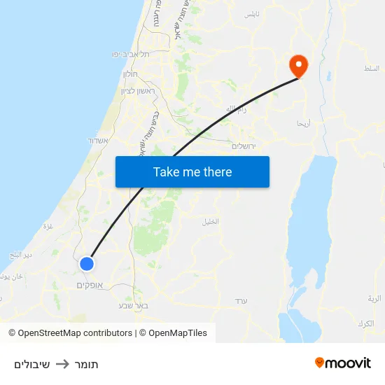 שיבולים to תומר map